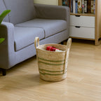 AVERO™ Natural Maize Colored Stripe Basket, Green, Large - AVERO™