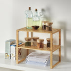 AVERO™ (2 Pack) Better Homes Gardens Bamboo Stackable Shelf Natural Bamboo Color Easy Assemble 16 x 10 x 1.18in - AVERO™