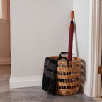 AVERO™ 2-Pack Round Decorative Storage Baskets with Faux Leather Handles, Natural, 14.5 in x 16.5 in - AVERO™