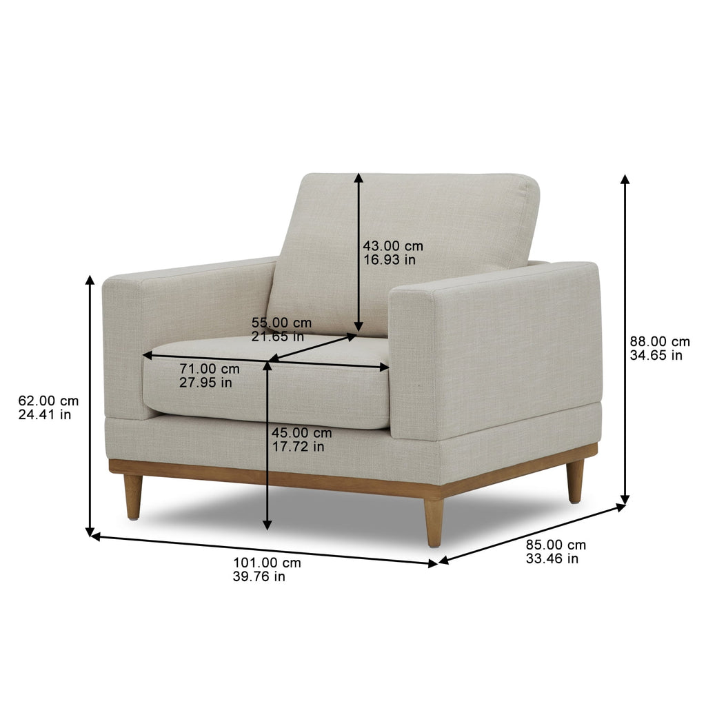 AVERO™ Springwood Wood Frame Accent Chair, Cream Linen - AVERO™