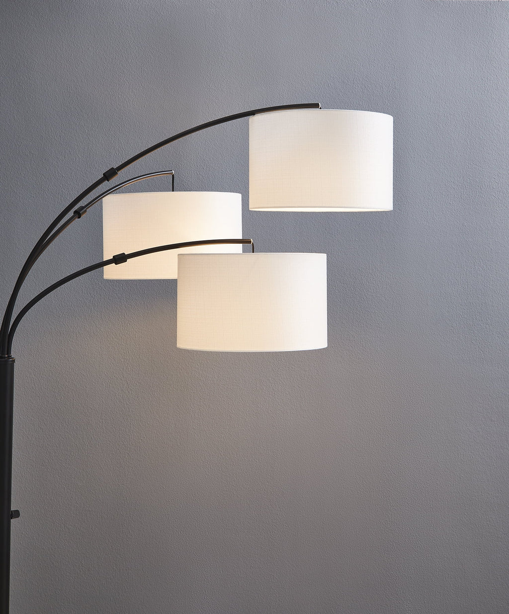 AVERO™ 82 in Matte Black 3-Light Arc Floor Lamp with Adjustable Shades - AVERO™