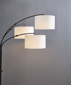 AVERO™ 82 in Matte Black 3-Light Arc Floor Lamp with Adjustable Shades - AVERO™