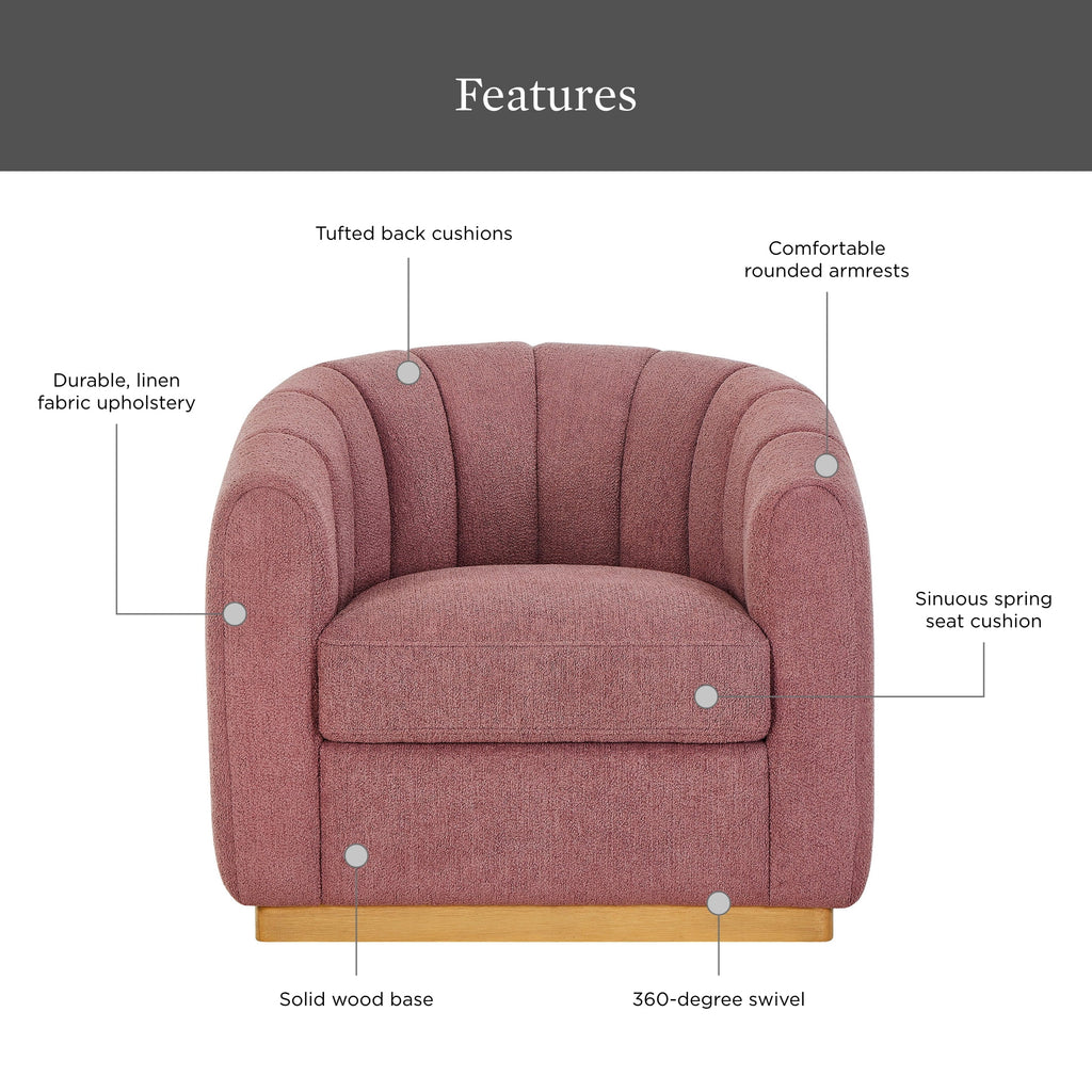 AVERO™ Lillian Accent Swivel Chair, Rose Boucle - AVERO™