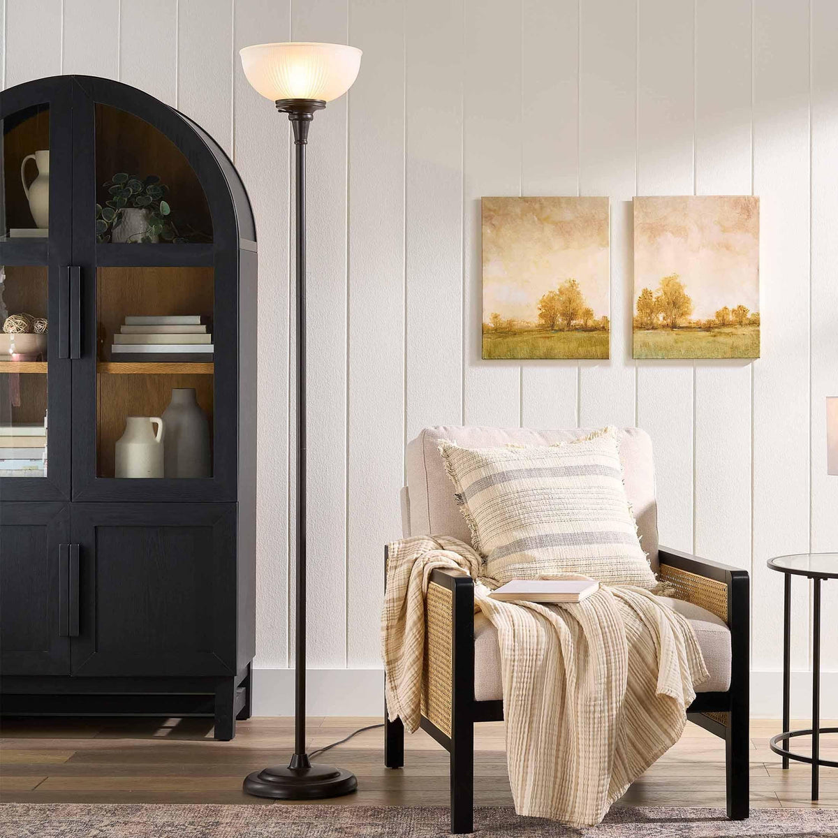 AVERO™ 71" New Ribbed Frosted Glass Oil Rubbed Bronze Floor Lamp, Modern Styling - AVERO™