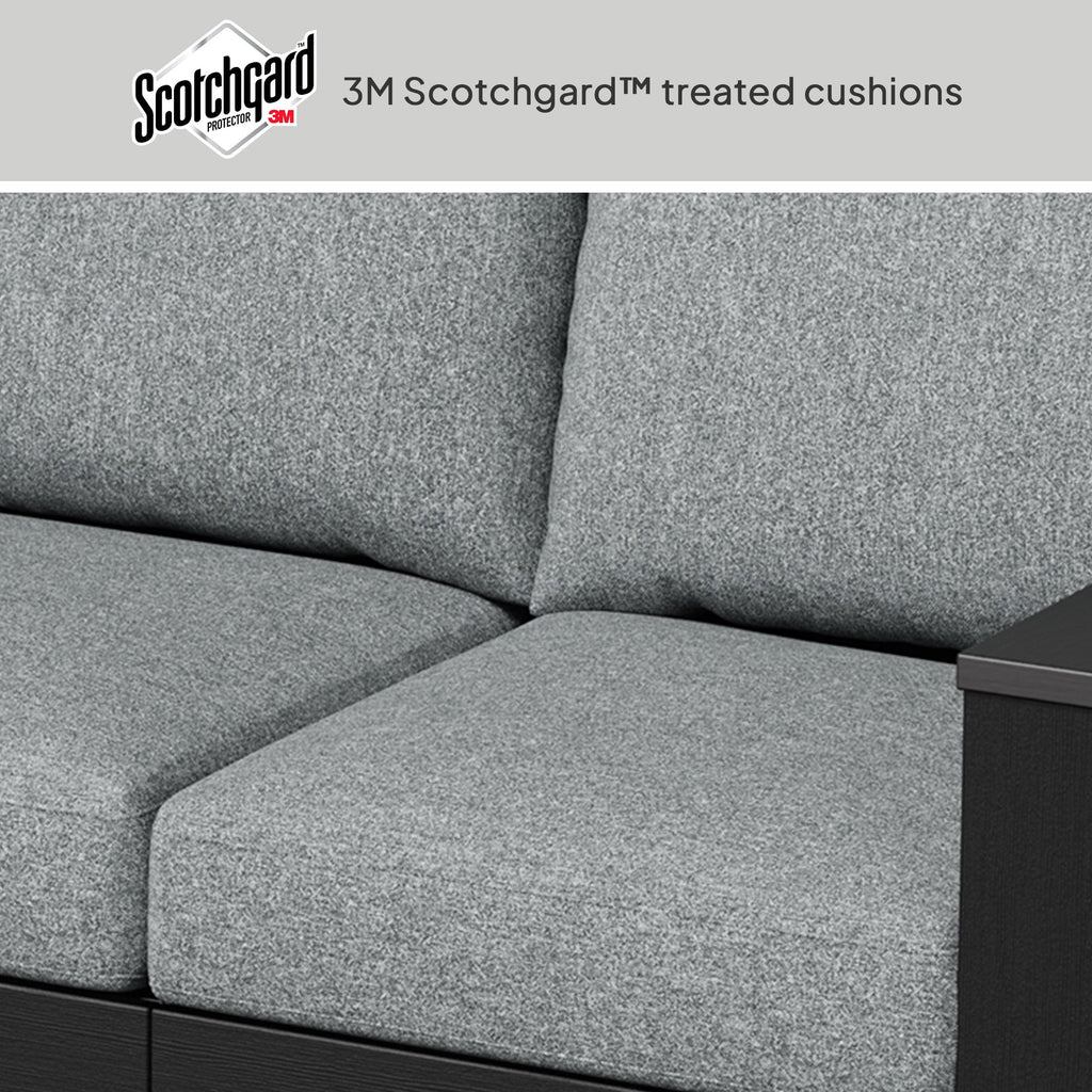 AVERO™ Ezra Outdoor Sofa, Black Frame with Gray Cushions - AVERO™