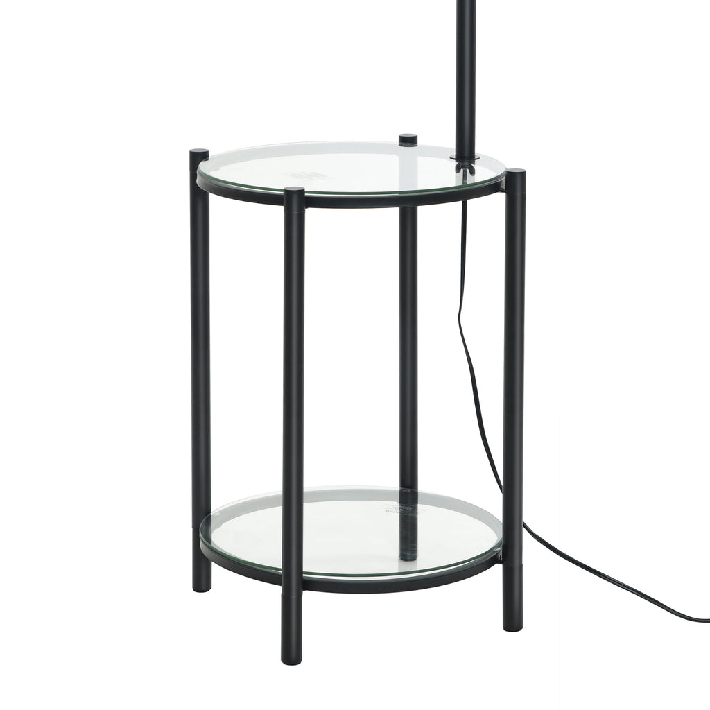 AVERO™ Glass End Table Floor Lamp with White Shade, Matte Black, 17"L x 17"W x 54"H - AVERO™