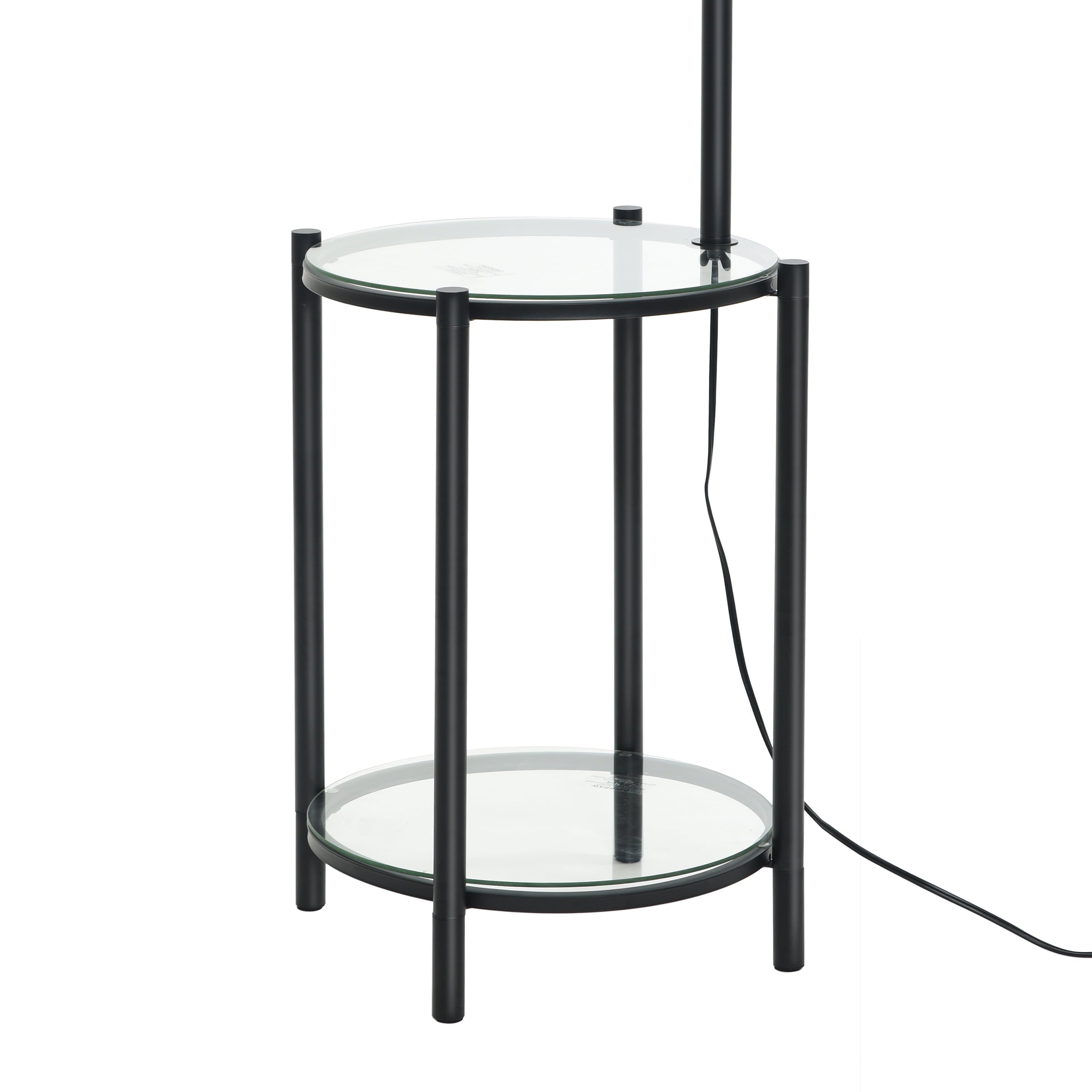 AVERO™ Glass End Table Floor Lamp with White Shade, Matte Black, 17"L x 17"W x 54"H - AVERO™