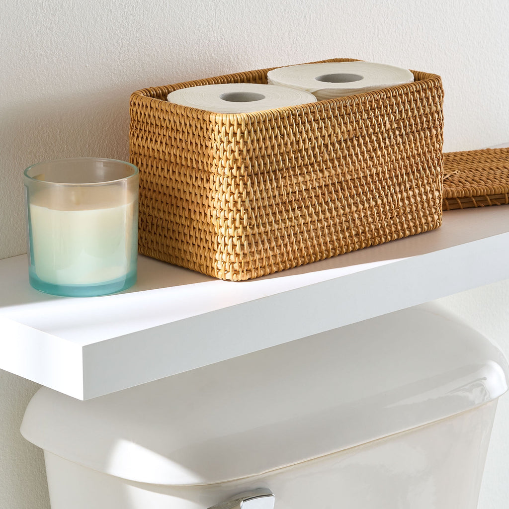 AVERO™ Brown Rattan Organizer Basket with Lid - AVERO™