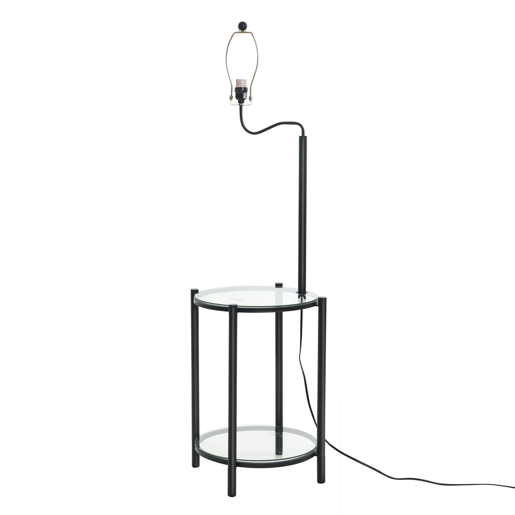 AVERO™ Glass End Table Floor Lamp with White Shade, Matte Black, 17"L x 17"W x 54"H - AVERO™