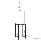 AVERO™ Glass End Table Floor Lamp with White Shade, Matte Black, 17"L x 17"W x 54"H - AVERO™