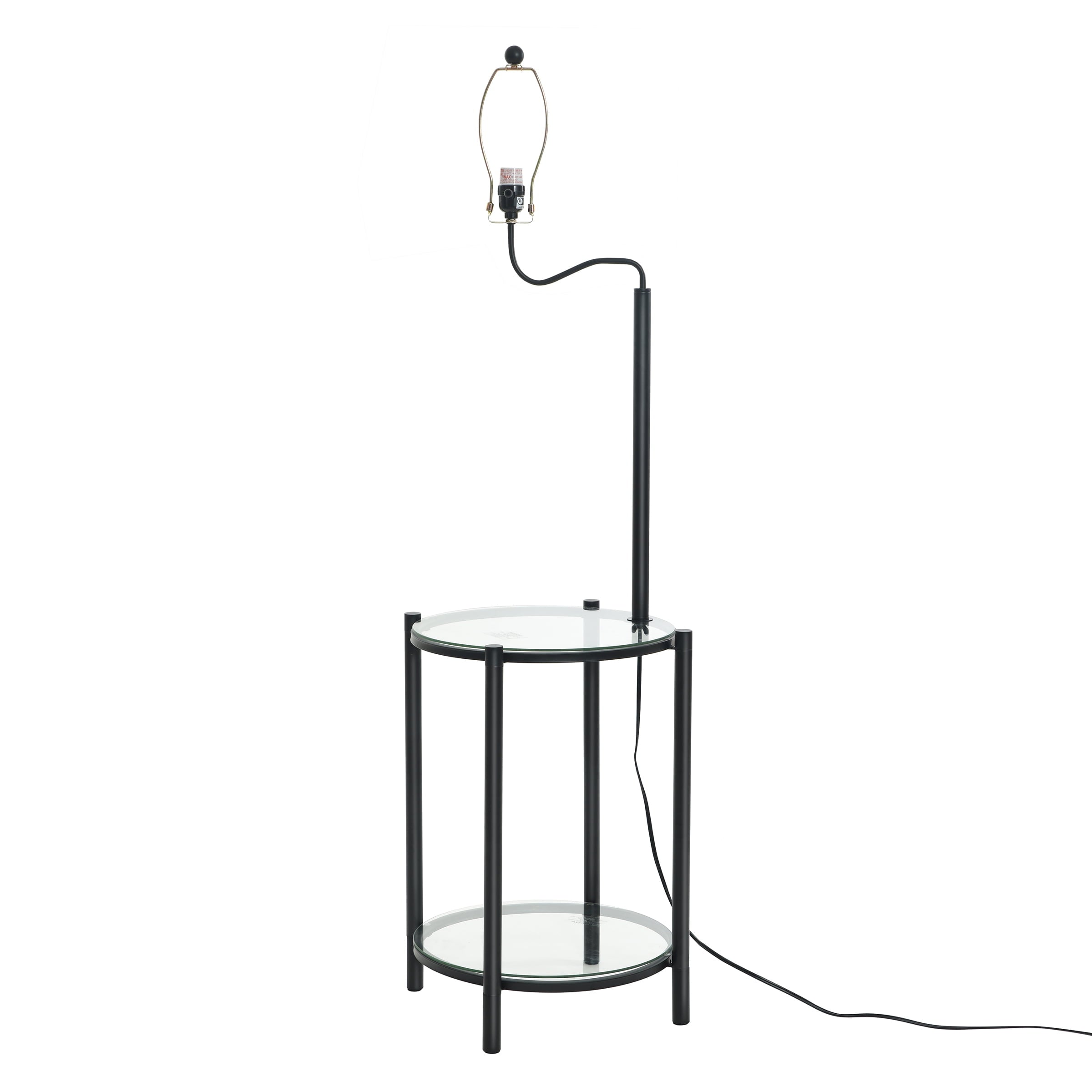 AVERO™ Glass End Table Floor Lamp with White Shade, Matte Black, 17"L x 17"W x 54"H - AVERO™