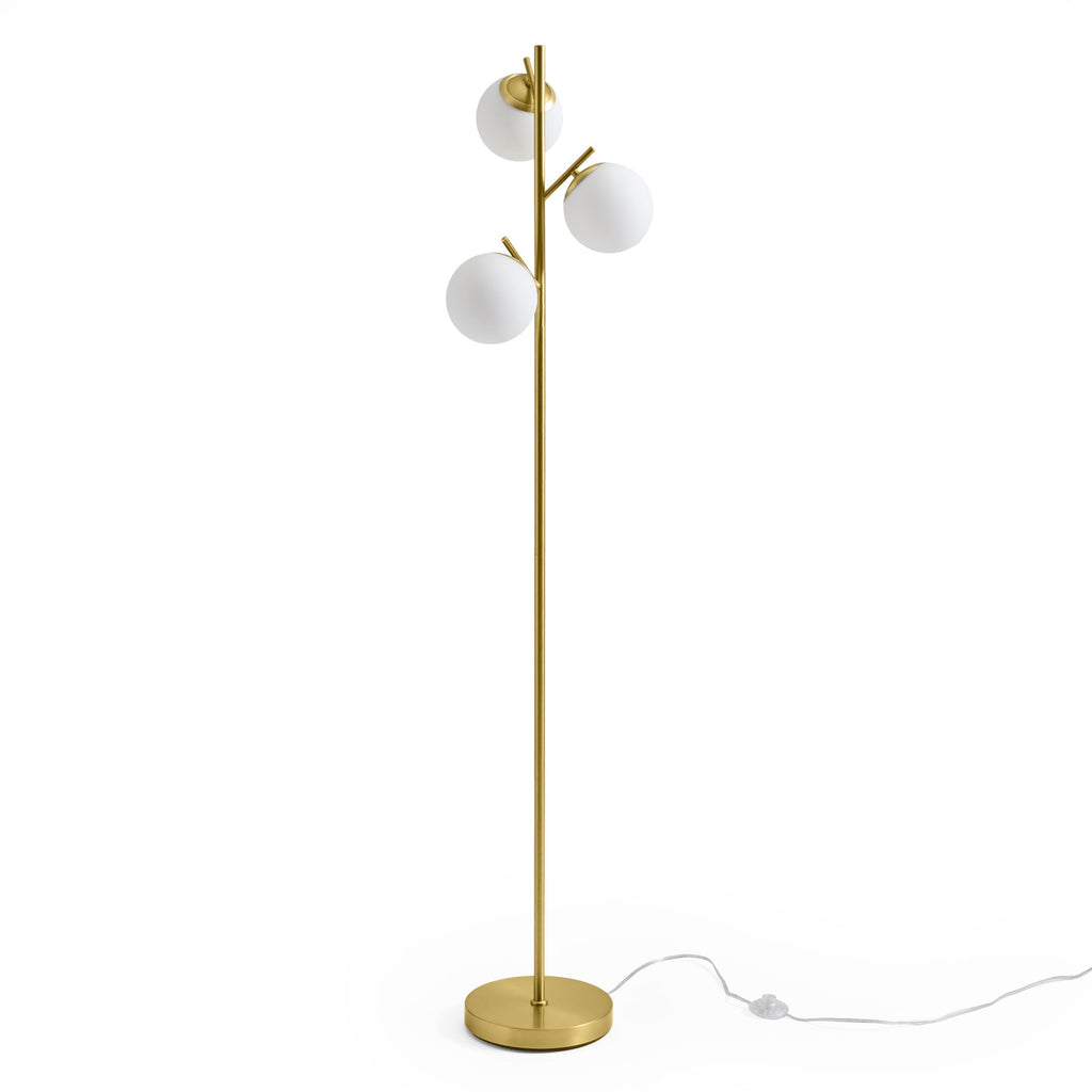 AVERO™ 3-Globe Freestanding Floor Lamp, 65 in, Frosted Glass Shades, Foot Switch - AVERO™