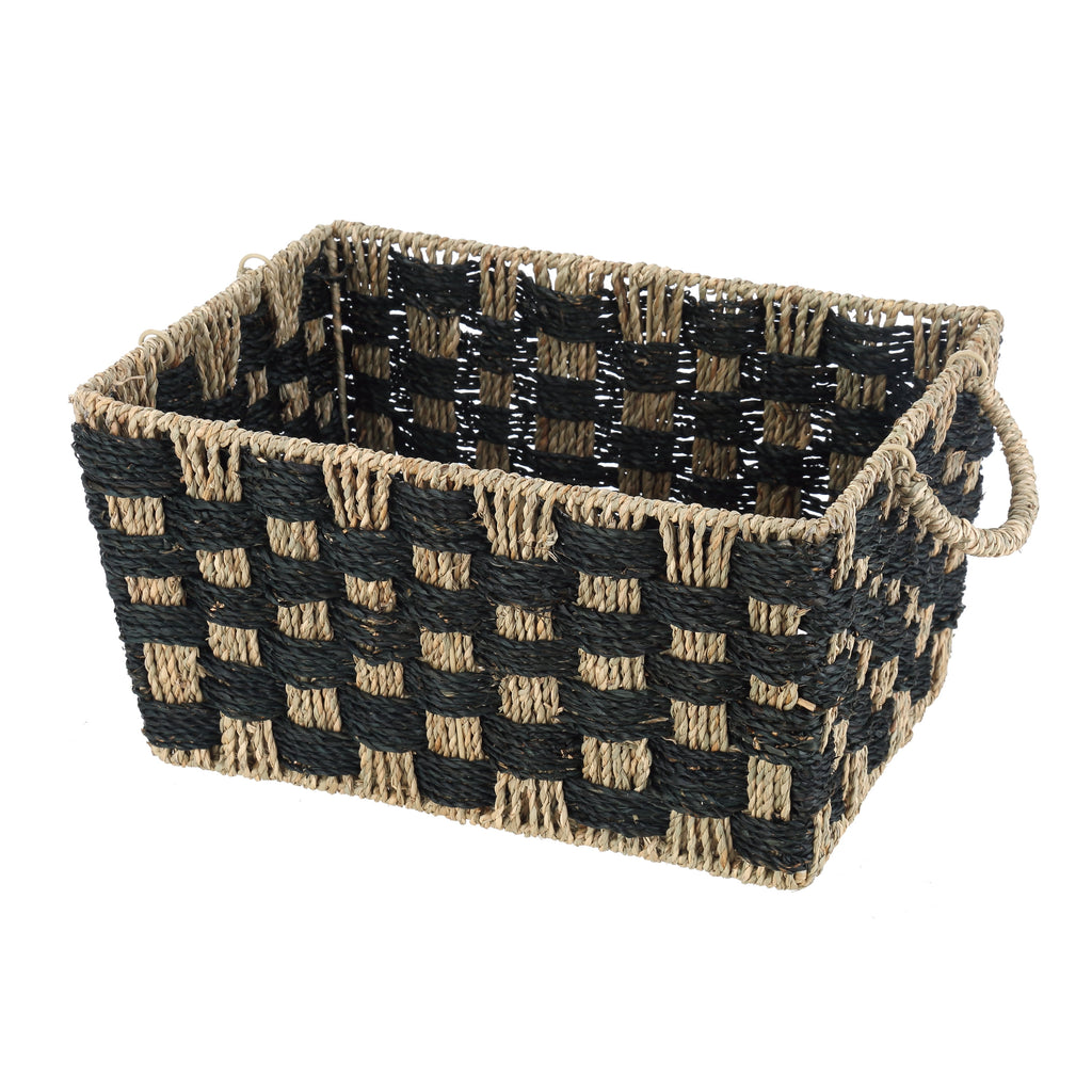 AVERO™ Large Rectangle Checkered Seagrass Storage Basket with Handles, 2 Pack - AVERO™