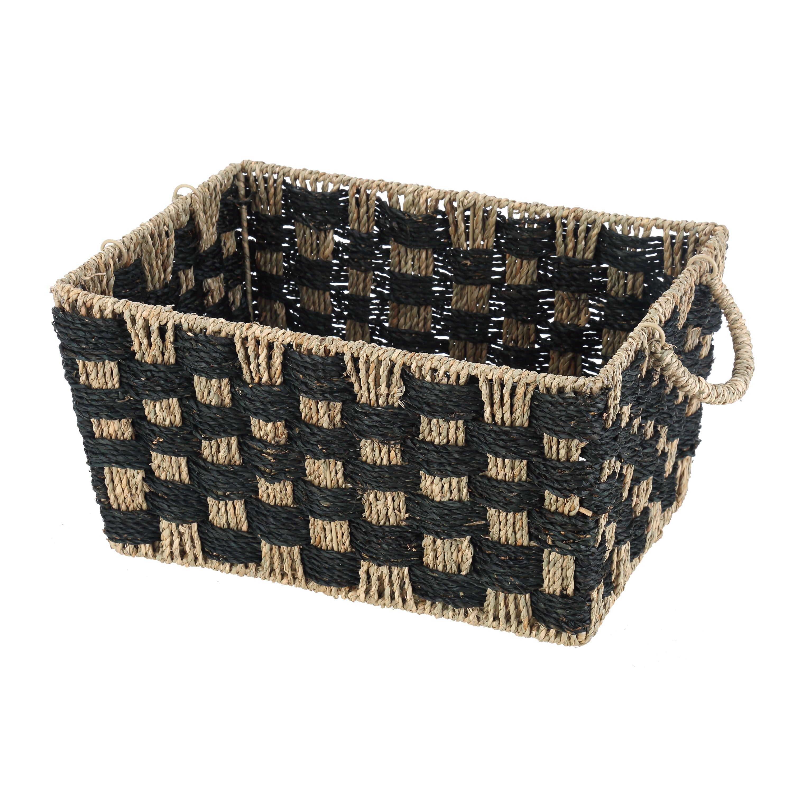 AVERO™ Large Rectangle Checkered Seagrass Storage Basket with Handles, 2 Pack - AVERO™