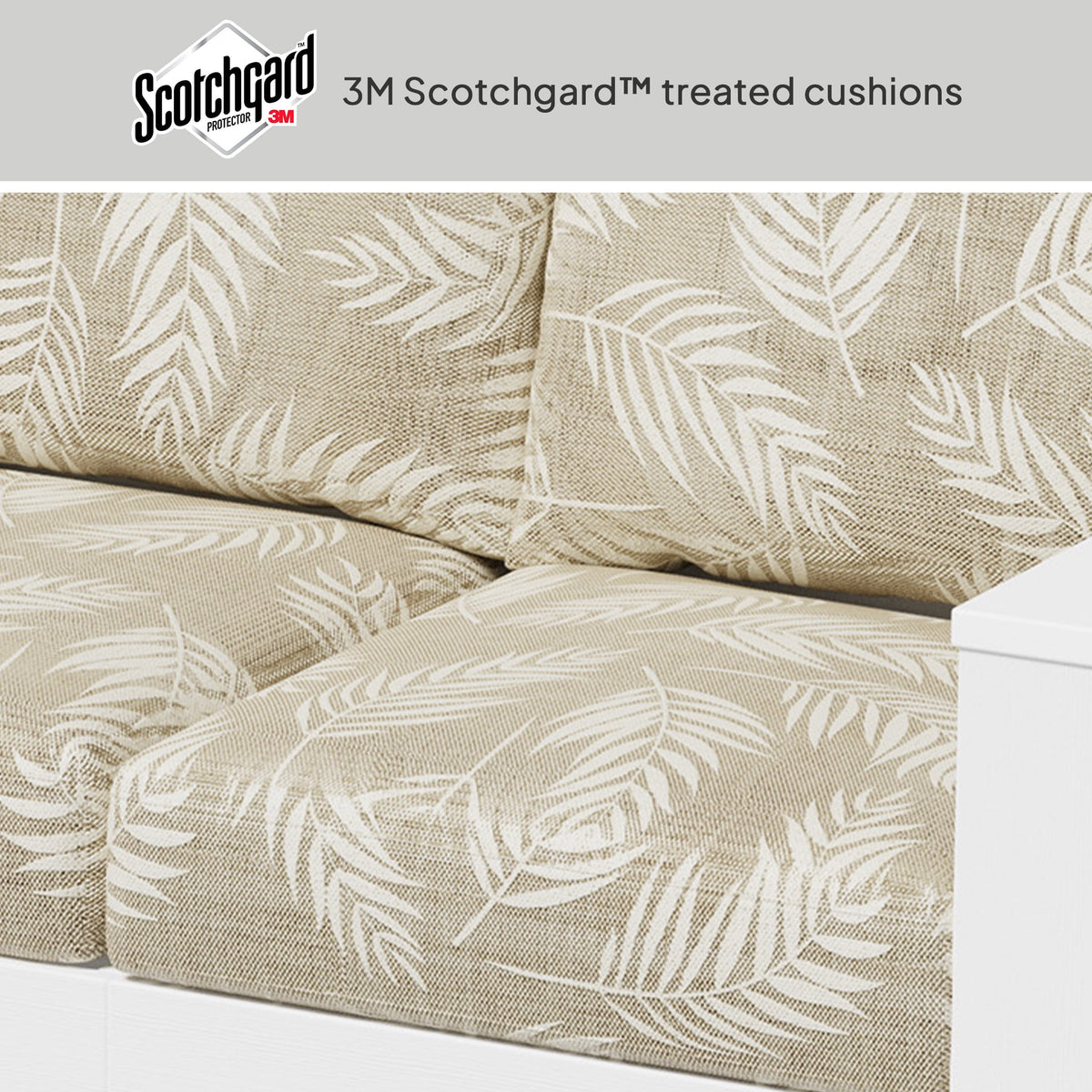 AVERO™ Ezra 4-Piece Outdoor HDPE Conversation Set, White with Neutral Palm Cushions - AVERO™