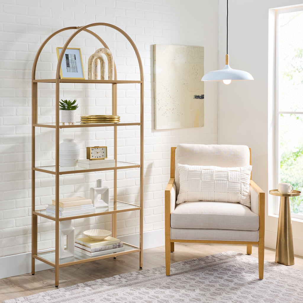 AVERO™ Nola Arch Bookcase, Gold Finish - AVERO™