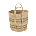 AVERO™ Natural Maize Colored Stripe Basket, Green, Large - AVERO™