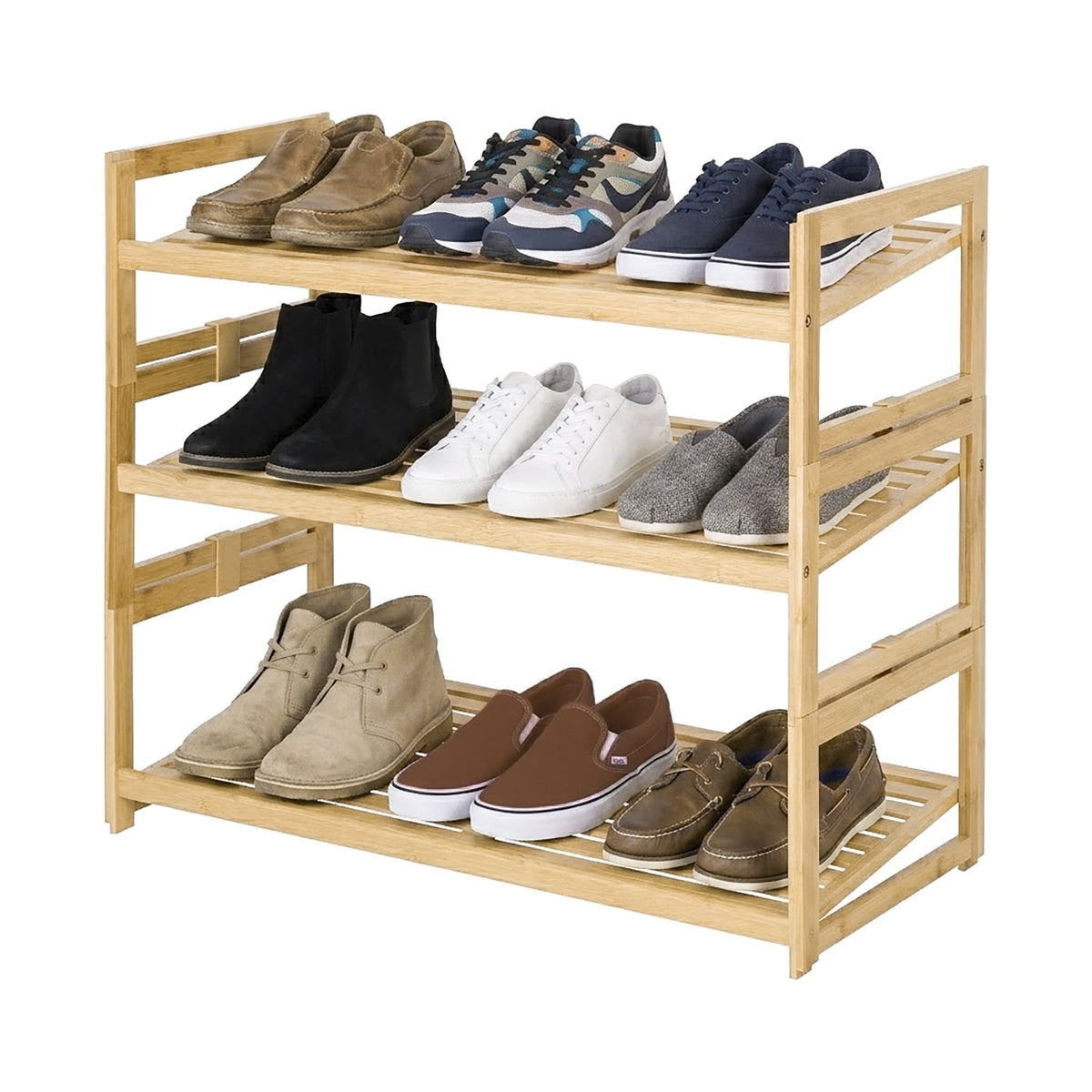 AVERO™ (2 pack) Bamboo 3-Tier Shoe Rack for 9 Pairs - AVERO™
