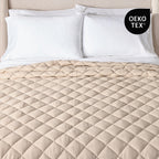 AVERO™ Papyrus Beige Diamond Cotton Gauze Quilt, King - Breathable Cotton Bedding - AVERO™