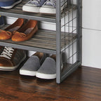 AVERO™ (3 pack) Decorative Gunmetal Grey Wood and Metal Shoe Rack - AVERO™