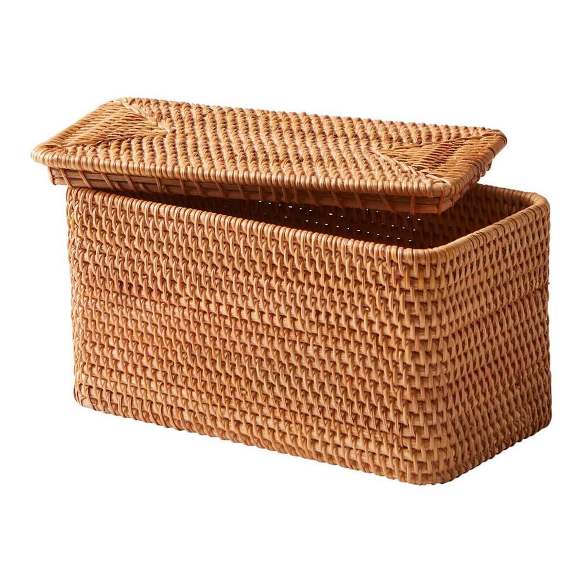 AVERO™ Brown Rattan Organizer Basket with Lid - AVERO™