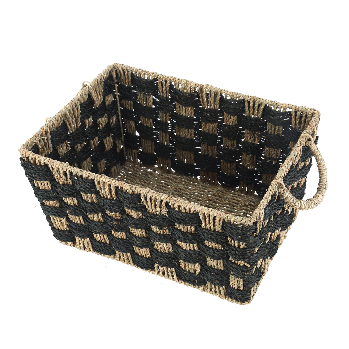 AVERO™ Large Rectangle Checkered Seagrass Storage Basket with Handles, 2 Pack - AVERO™
