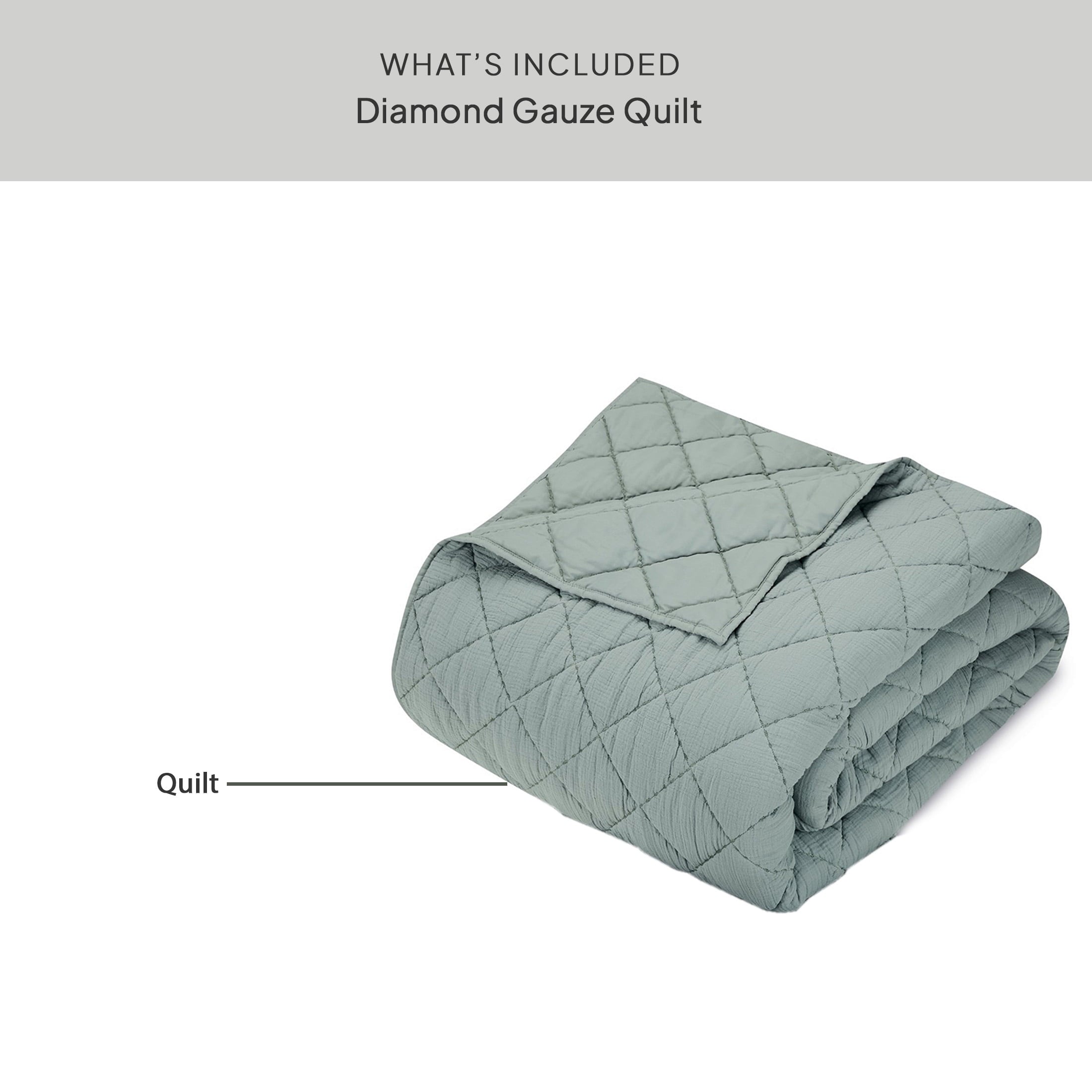 AVERO™ Diamond Gauze Quilt, Sage Green, Full/Queen - AVERO™