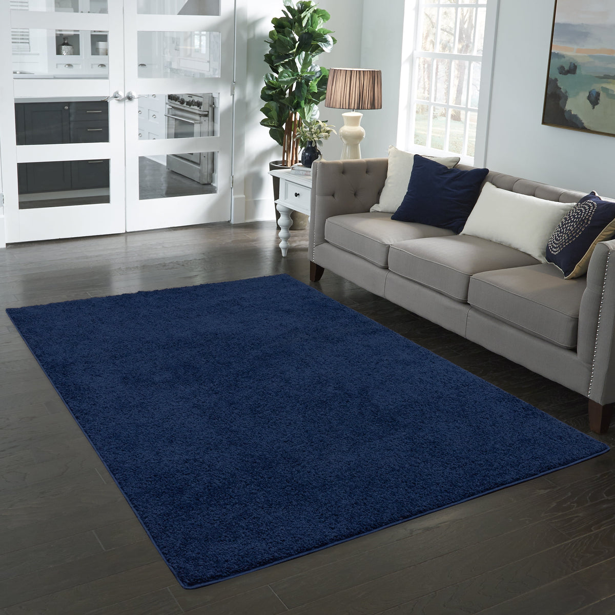 AVERO™ (2 pack) Traditional Solid Navy Youth Shag Indoor Area Rug, 5 ft x 7 ft - AVERO™