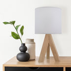 AVERO™ (2 pack) Tripod Table Lamp with Oak Finish and White Shade, 16.75 in H, One Size - AVERO™