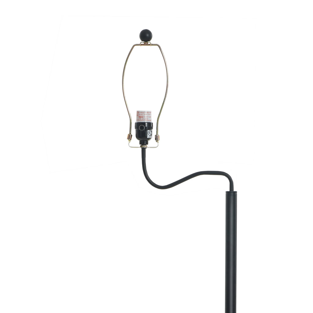 AVERO™ Glass End Table Floor Lamp with White Shade, Matte Black, 17"L x 17"W x 54"H - AVERO™