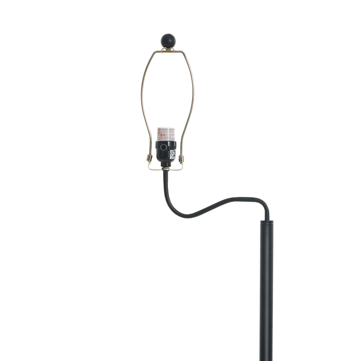 AVERO™ Glass End Table Floor Lamp with White Shade, Matte Black, 17"L x 17"W x 54"H - AVERO™