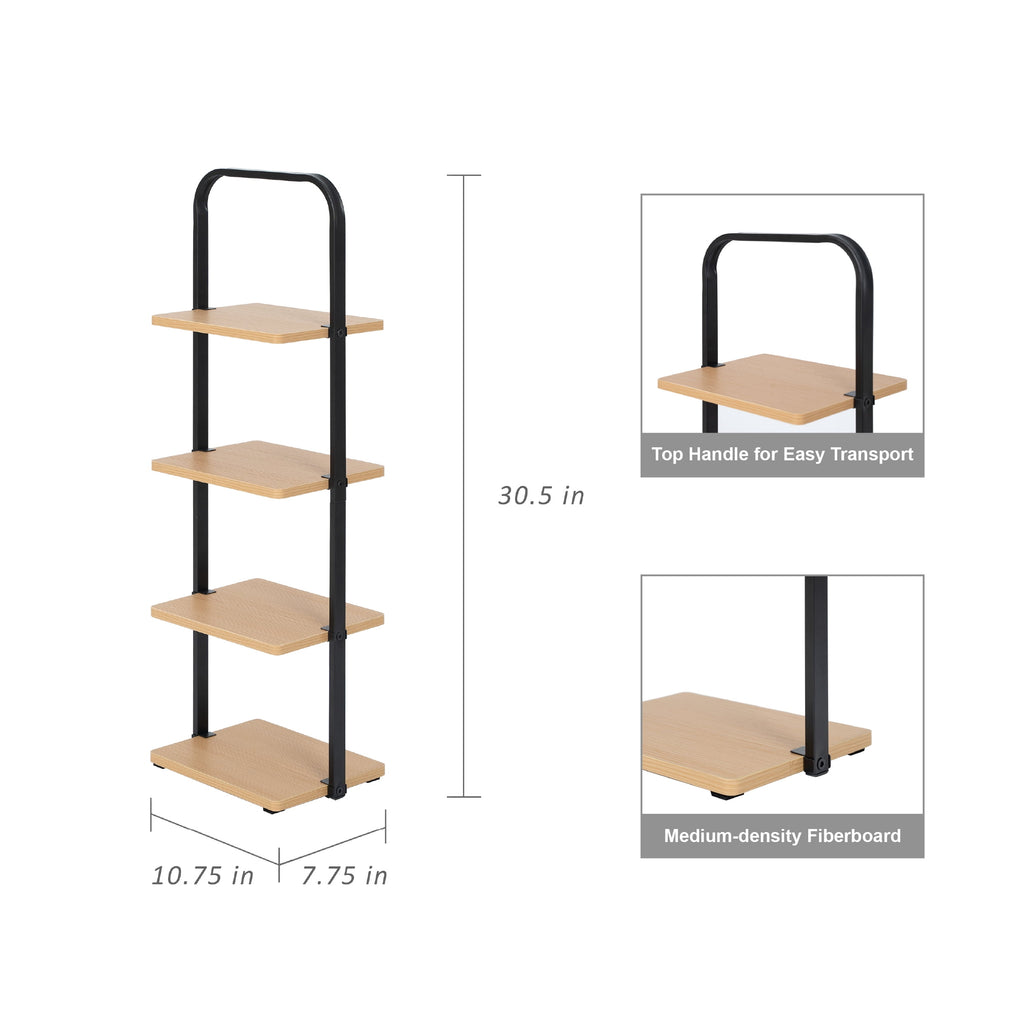 AVERO™ Juliet 4-Tier Wooden Shoe Ladder for Shoe Storage, Black and Light Honey Wood, Holds up to 4 Pairs - AVERO™