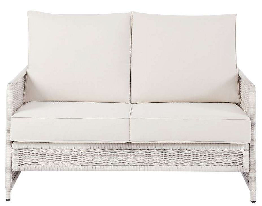 AVERO™ Paige 1 Piece Wicker Outdoor Loveseat with Cushions, White - AVERO™