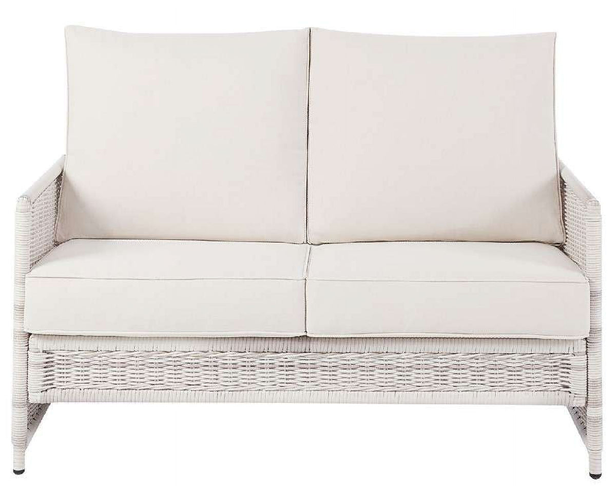 AVERO™ Paige 1 Piece Wicker Outdoor Loveseat with Cushions, White - AVERO™