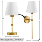 AVERO™ Contemporary Indoor 2-Pack Convertible LED Sconce Table Lamp, Gold - AVERO™