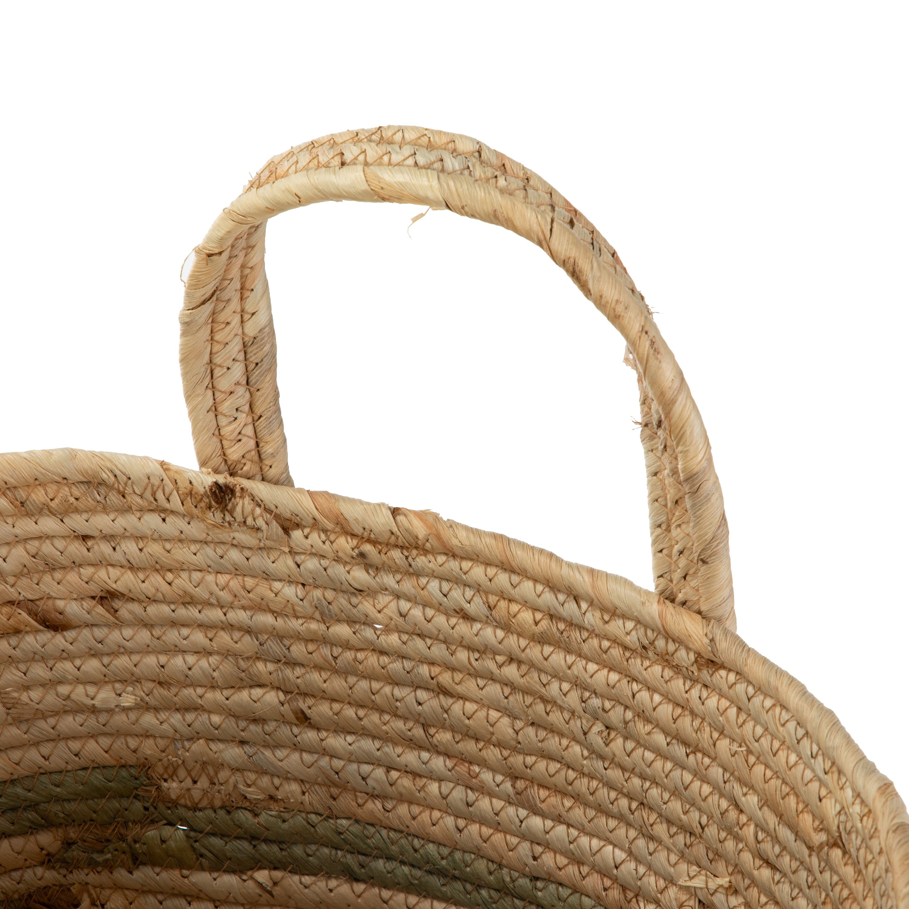 AVERO™ Natural Maize Colored Stripe Basket, Green, Large - AVERO™