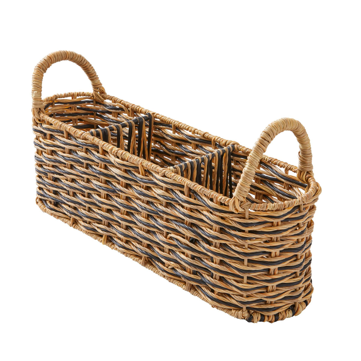 AVERO™ (2 Pack) Better Homes Gardens Beige Black Resin Rattan Oval Utensil Caddy with Metal Frame - AVERO™