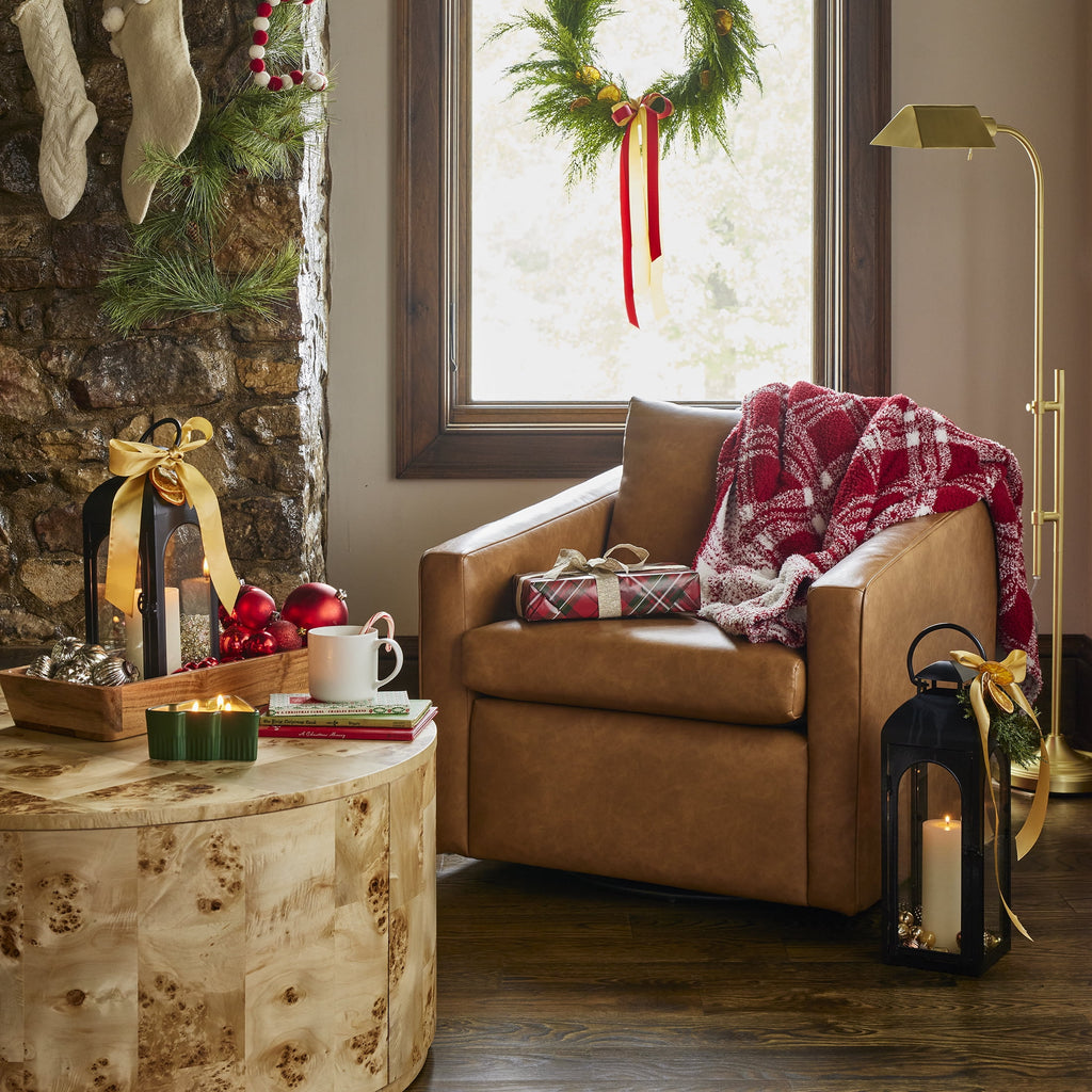 AVERO™ Steele Swivel Accent Chair, Camel Faux Leather - AVERO™