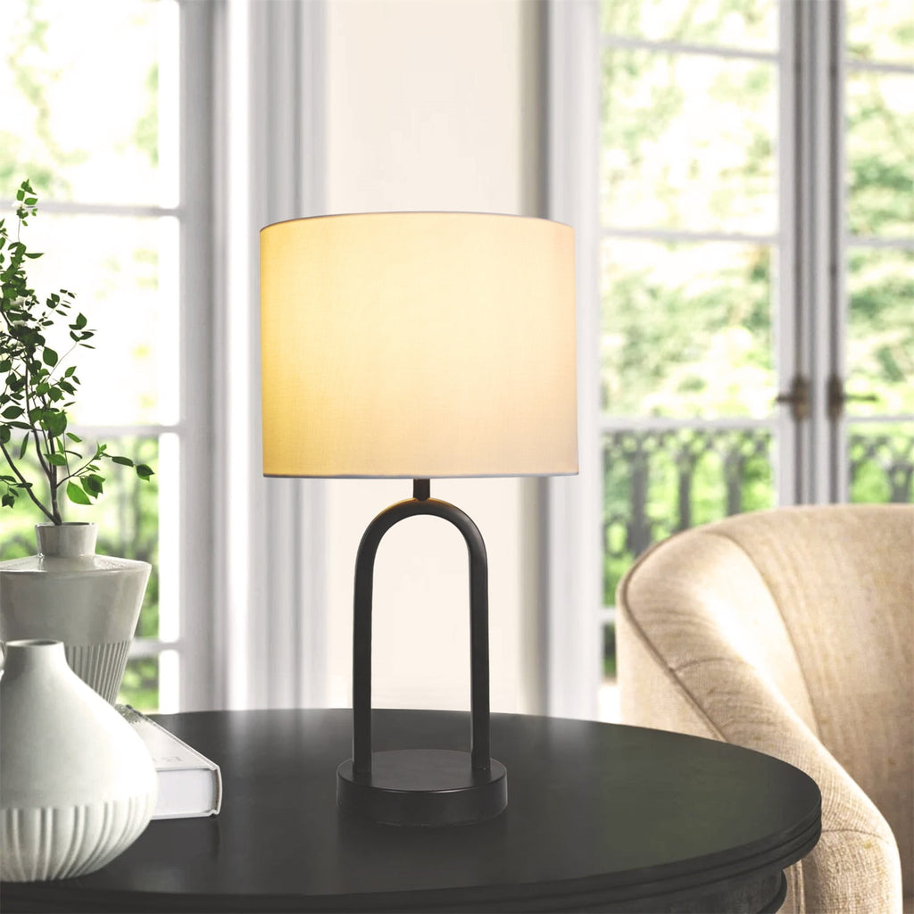 AVERO™ (3 pack) 16.75 in Black Metal Arch Table Lamp with White Fabric Shade - AVERO™