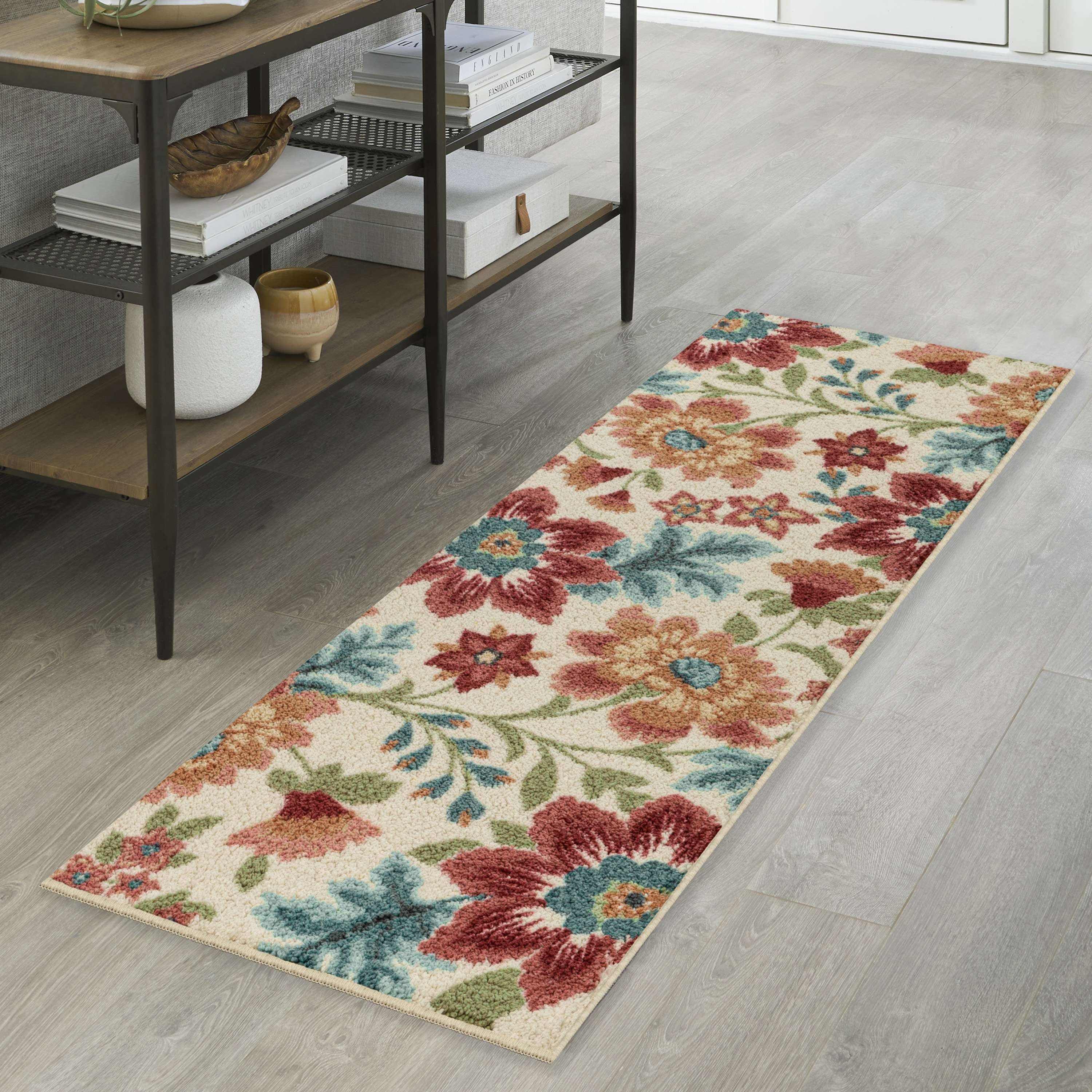 AVERO™ (2 pack) Farmhouse Oversized Floral Cream Multicolor Indoor Hallway Runner Rug, 2'x6' - AVERO™