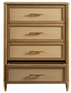 AVERO™ Springwood 4-Drawer Dresser with Caning Look, Light Honey - AVERO™