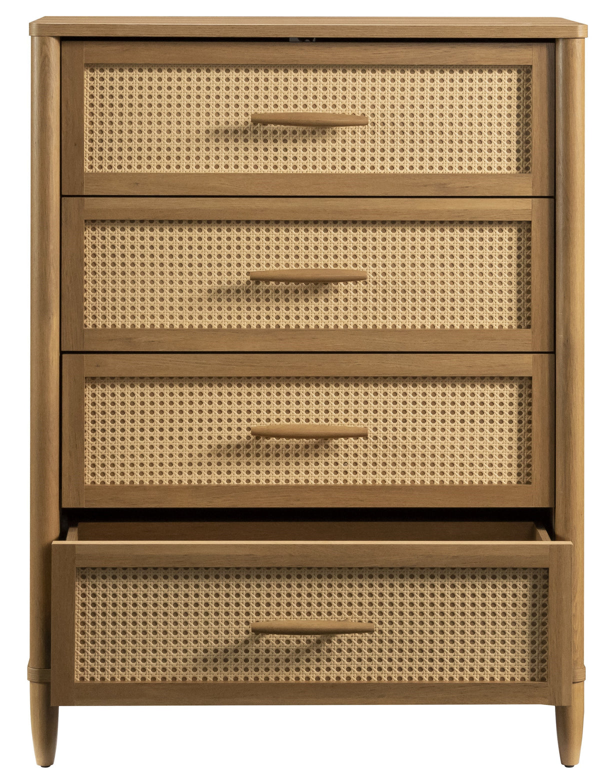 AVERO™ Springwood 4-Drawer Dresser with Caning Look, Light Honey - AVERO™
