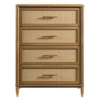 AVERO™ Springwood 4-Drawer Dresser with Caning Look, Light Honey - AVERO™