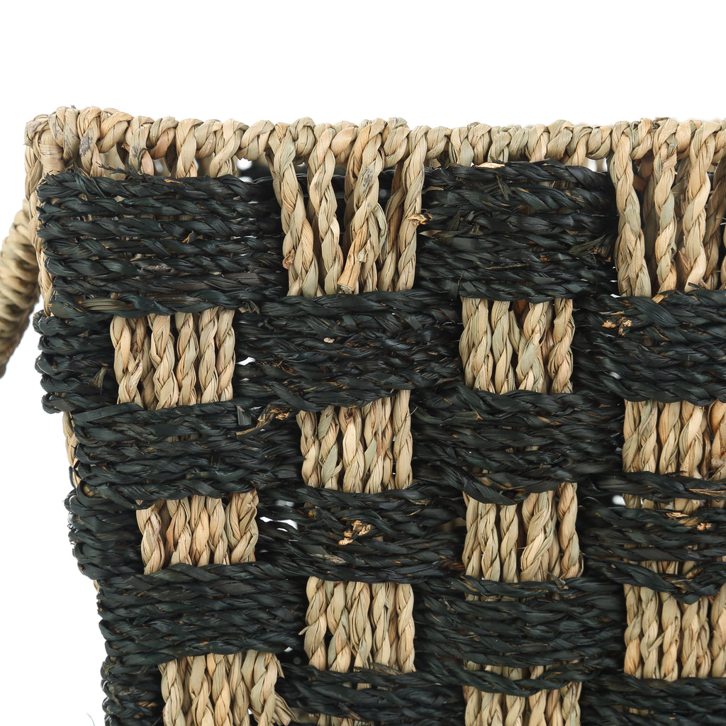 AVERO™ Large Rectangle Checkered Seagrass Storage Basket with Handles, 2 Pack - AVERO™