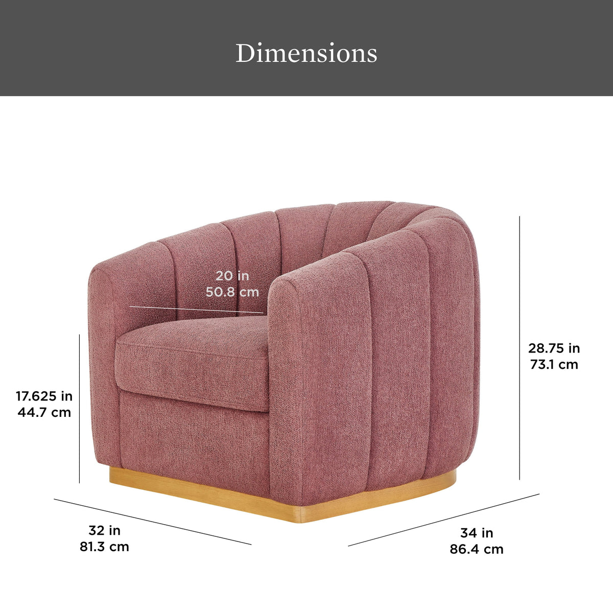 AVERO™ Lillian Accent Swivel Chair, Rose Boucle - AVERO™
