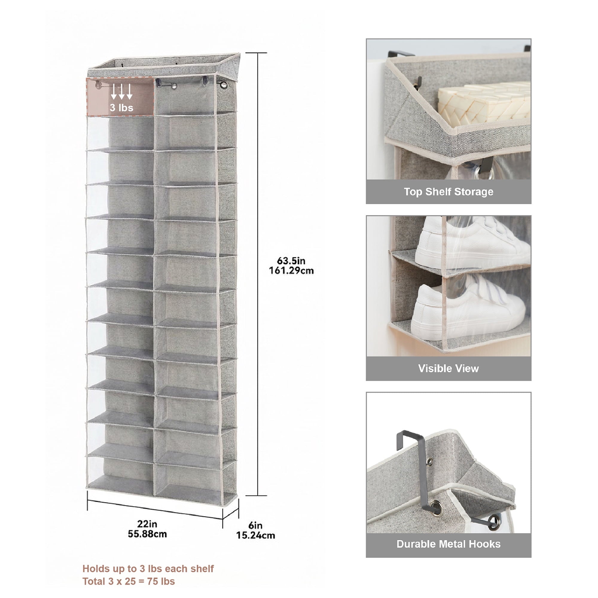 AVERO™ 24-Tier Over The Door Shoe Organizer Shelf - AVERO™