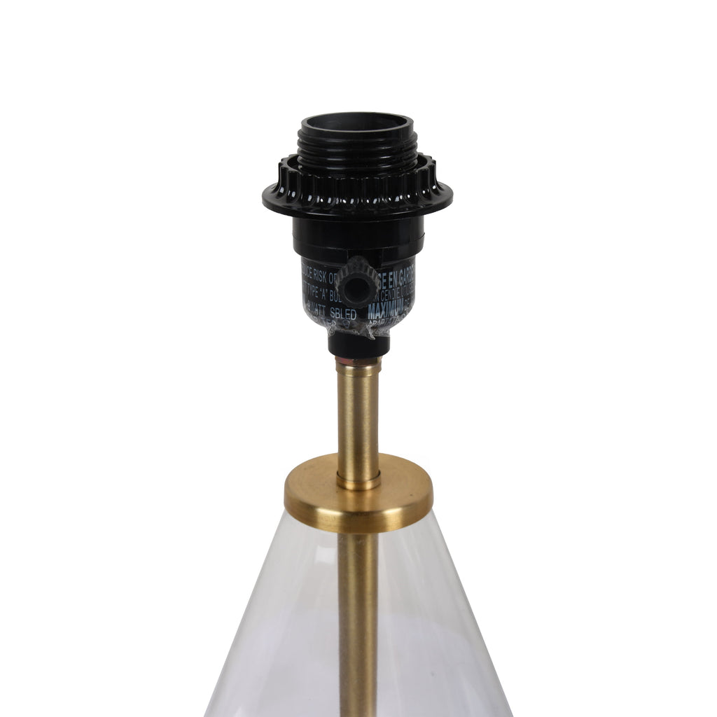 AVERO™ 18 in Clear Glass Table Lamp with Brass Metal Base and Beige Shade - AVERO™