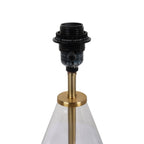 AVERO™ 18 in Clear Glass Table Lamp with Brass Metal Base and Beige Shade - AVERO™