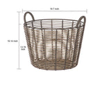 AVERO™ Round Poly Rattan Decorative Storage Basket with Handles, 18.7 in x 16.14 in - AVERO™