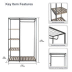 AVERO™ Farmhouse Style Gray Wood and Metal Clothes Rack with Garment Rod - AVERO™
